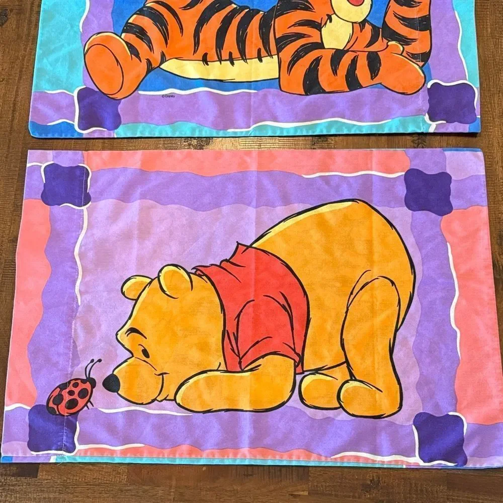 Vintage Winnie the Pooh and Tigger standard pillowcase set